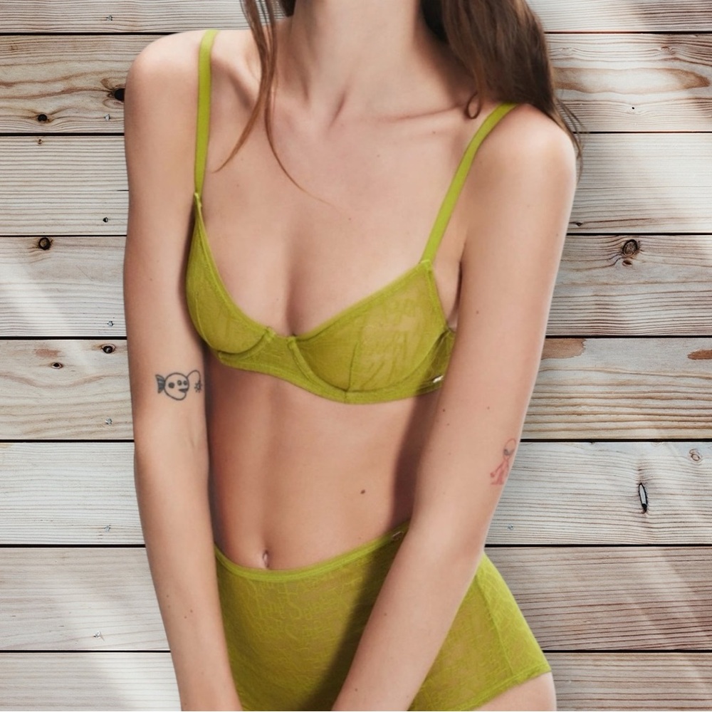 Savage x Fenty 2pc XL 42D Signature Script Sleep Shorts Underwire Bra Set NWT